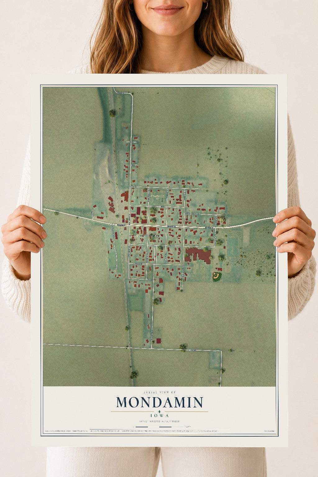 Map of Mondamin, Iowa, 18 x 24 inch unframed archival matte print