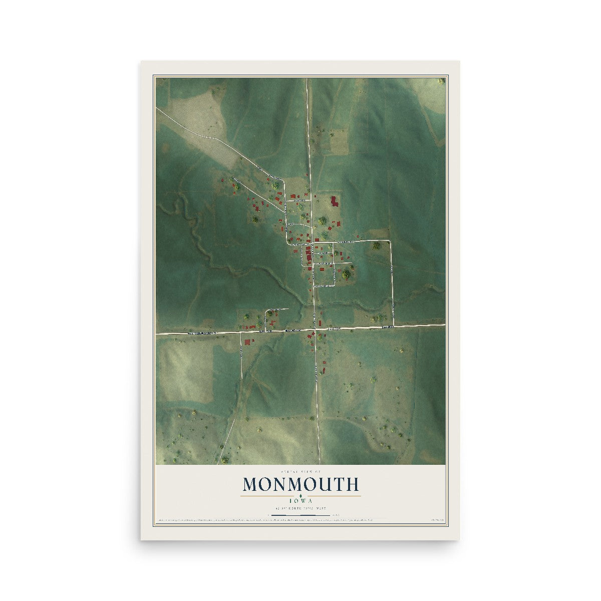 Map of Monmouth, Iowa, 12 x 18 inch unframed archival matte print