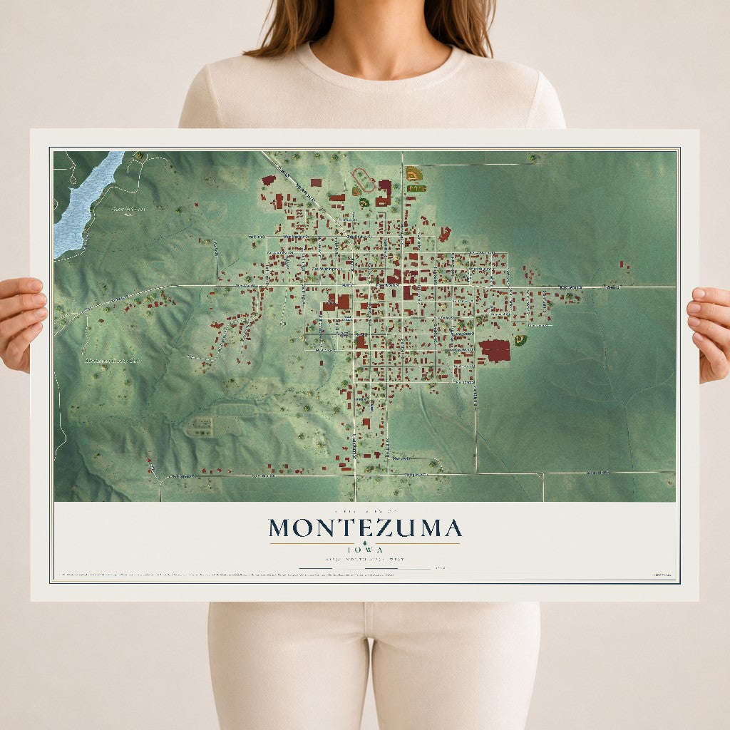 Map of Montezuma, Iowa, 18 x 24 inch unframed archival matte print