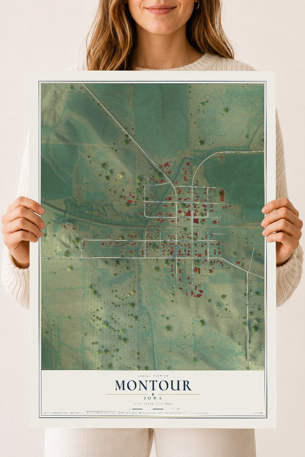Map of Montour, Iowa, 18 x 24 inch unframed archival matte print