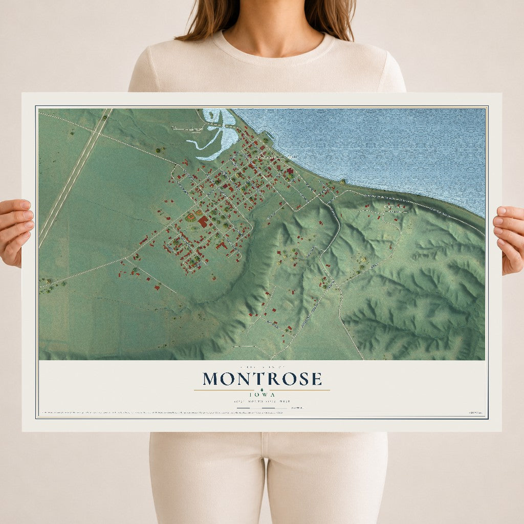 Map of Montrose, Iowa, 18 x 24 inch unframed archival matte print
