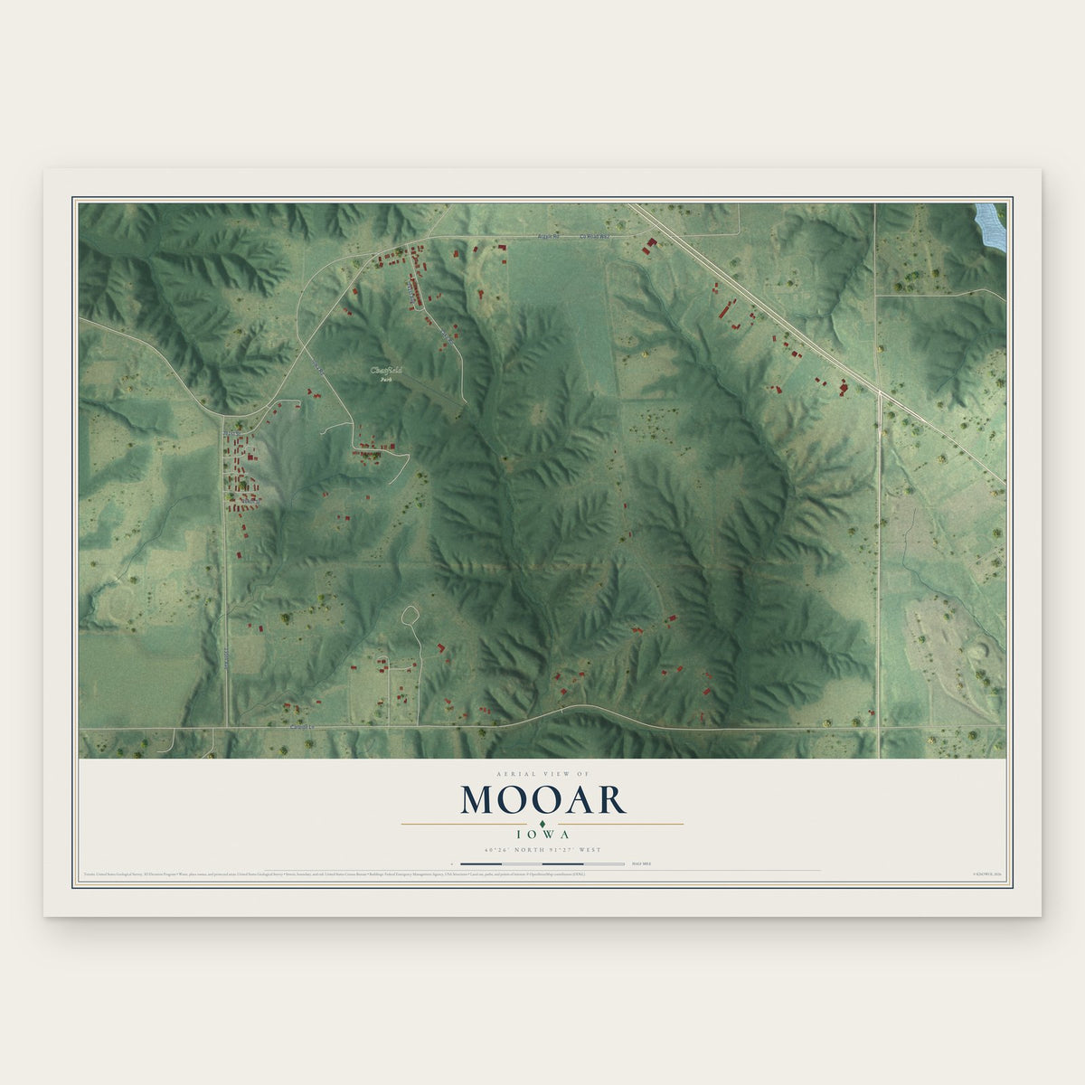 Mooar, Iowa map print, the full design