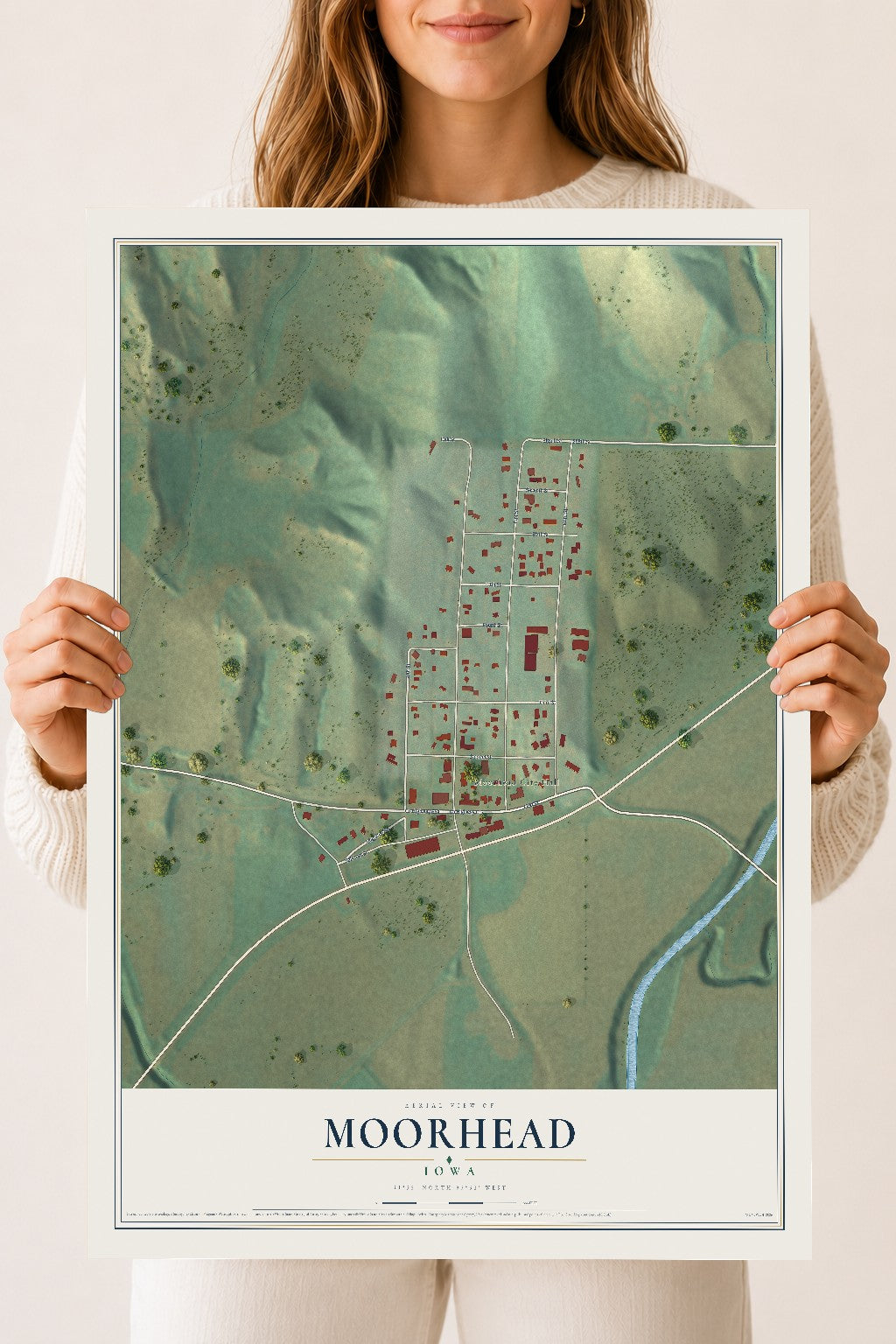Map of Moorhead, Iowa, 18 x 24 inch unframed archival matte print