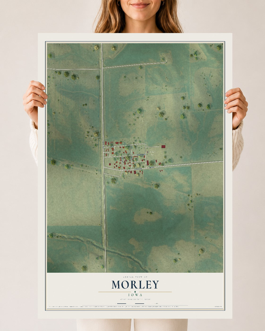 Map of Morley, Iowa, 24 x 36 inch unframed archival matte print