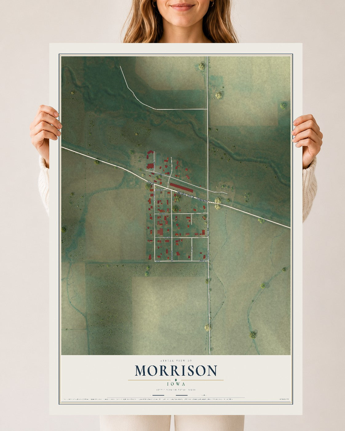 Map of Morrison, Iowa, 24 x 36 inch unframed archival matte print