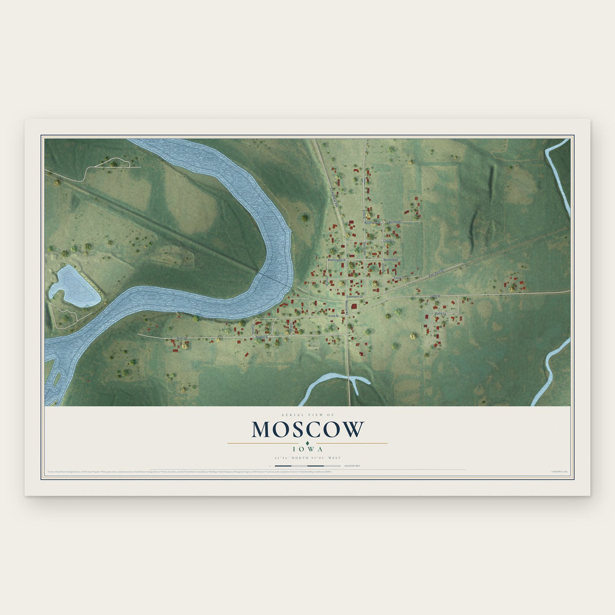 Moscow, Iowa map print, the full design