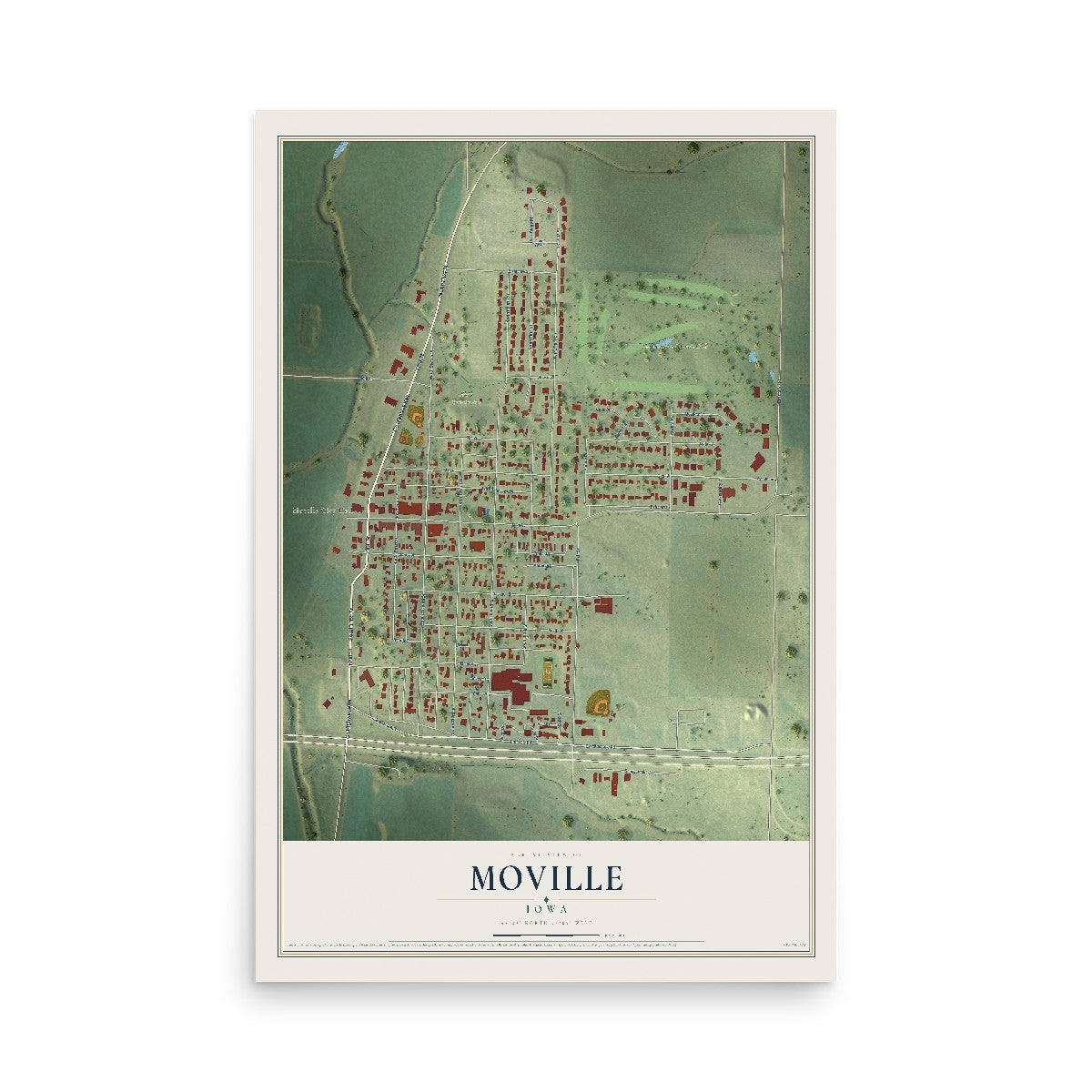 Map of Moville, Iowa, 12 x 18 inch unframed archival matte print