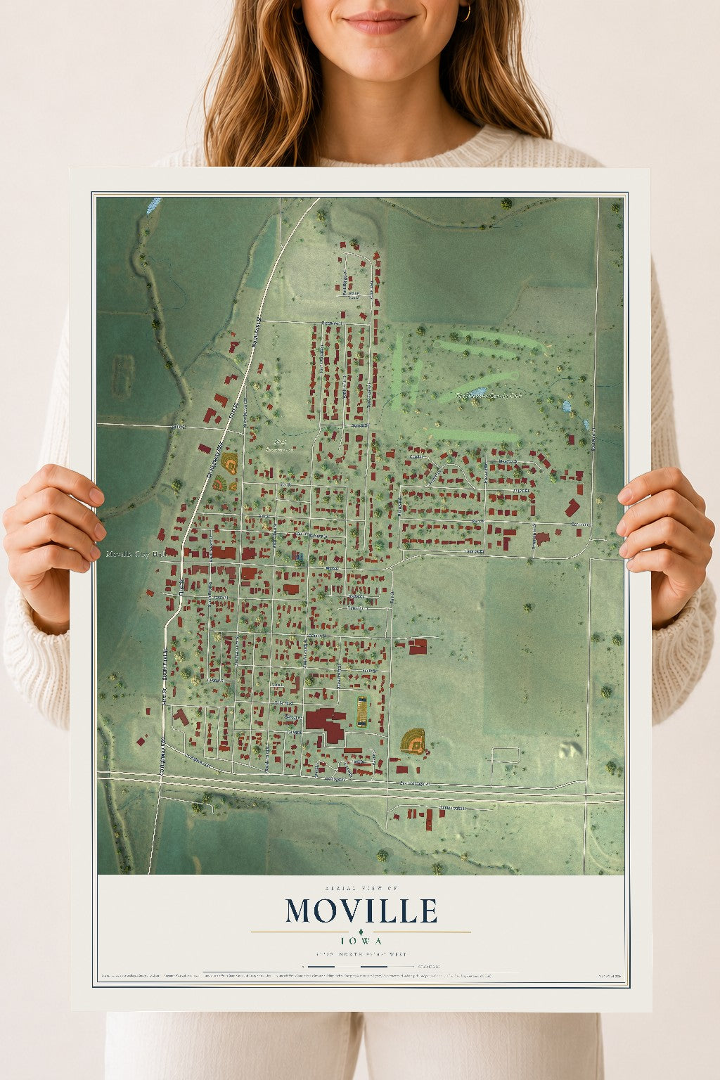Map of Moville, Iowa, 18 x 24 inch unframed archival matte print