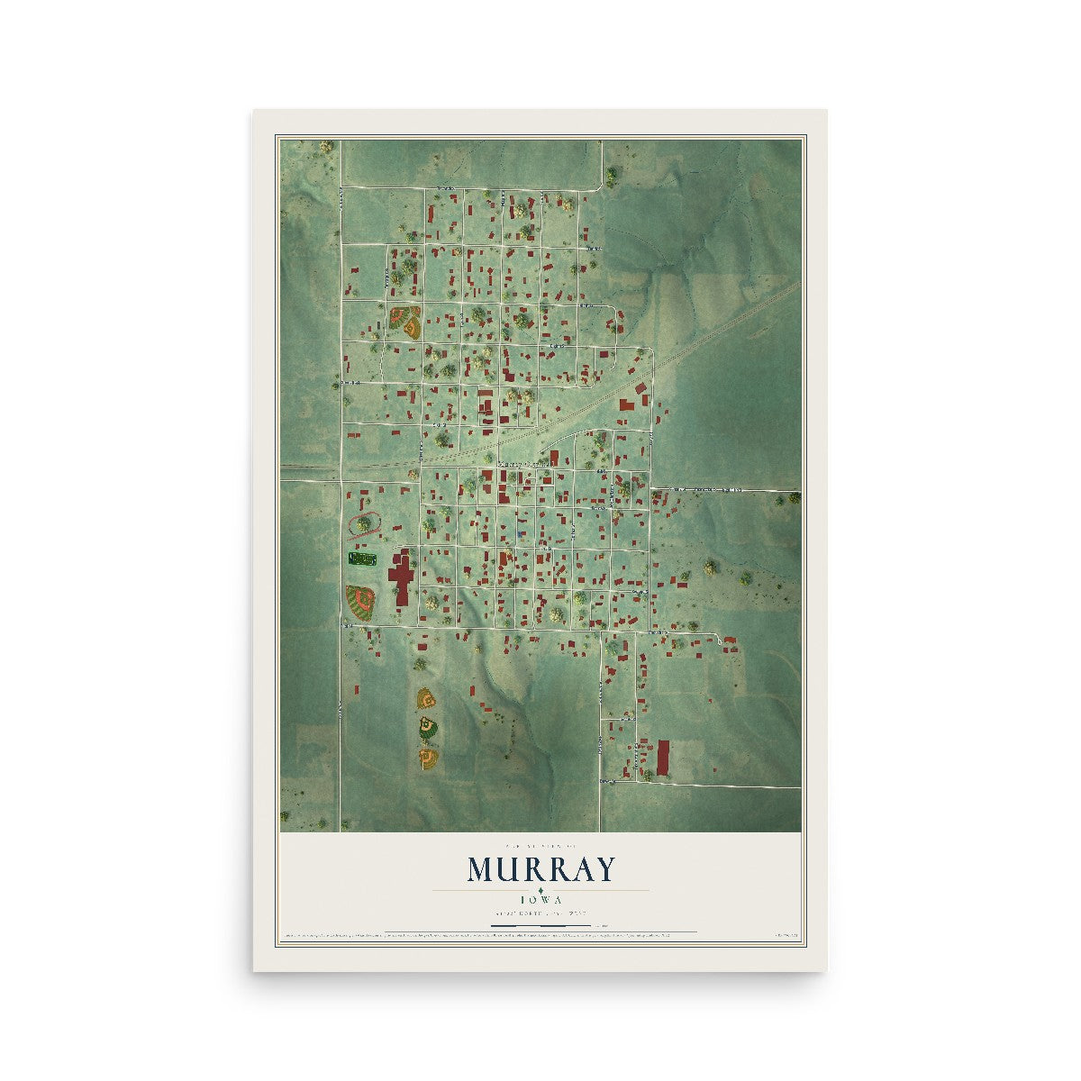 Map of Murray, Iowa, 12 x 18 inch unframed archival matte print