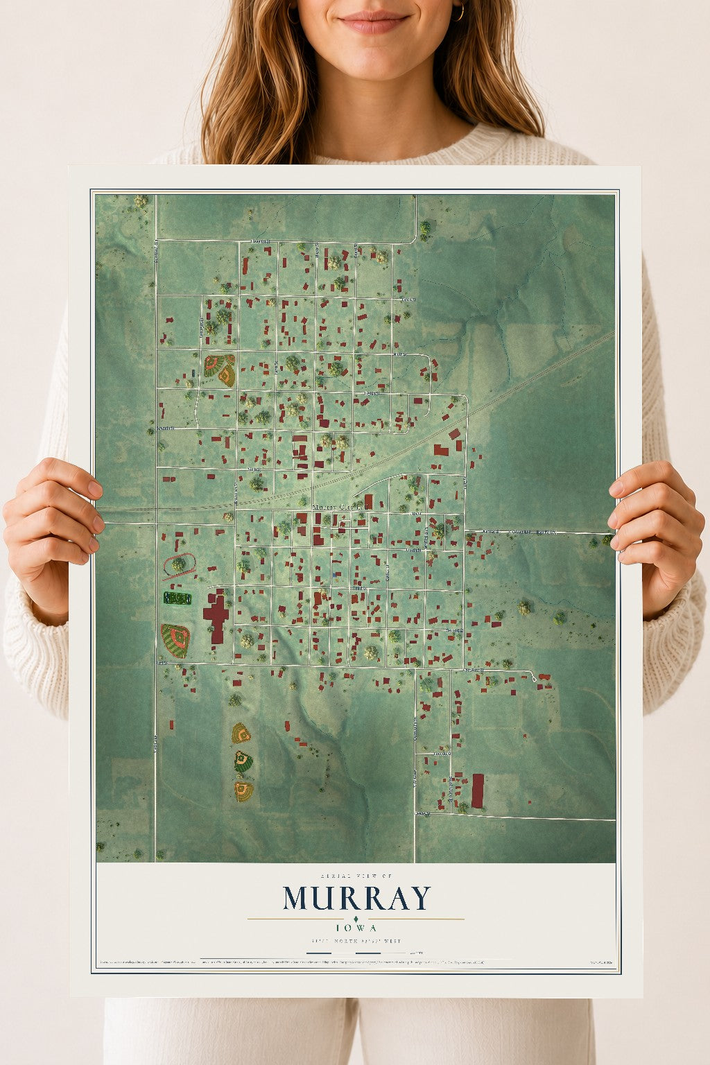 Map of Murray, Iowa, 18 x 24 inch unframed archival matte print