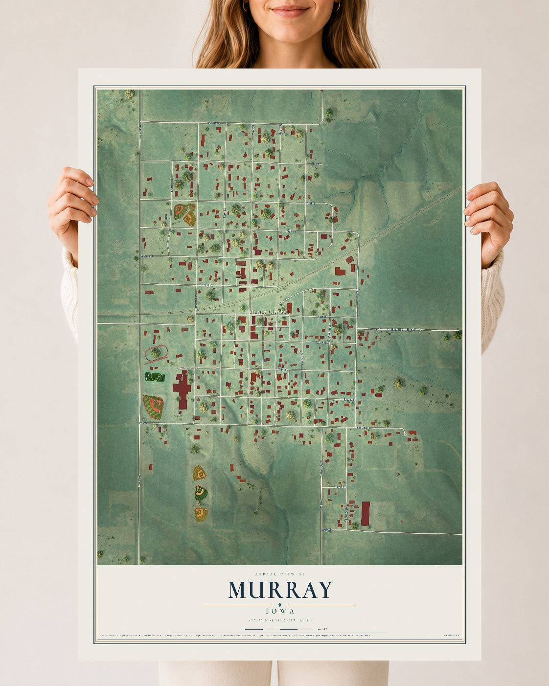 Map of Murray, Iowa, 24 x 36 inch unframed archival matte print