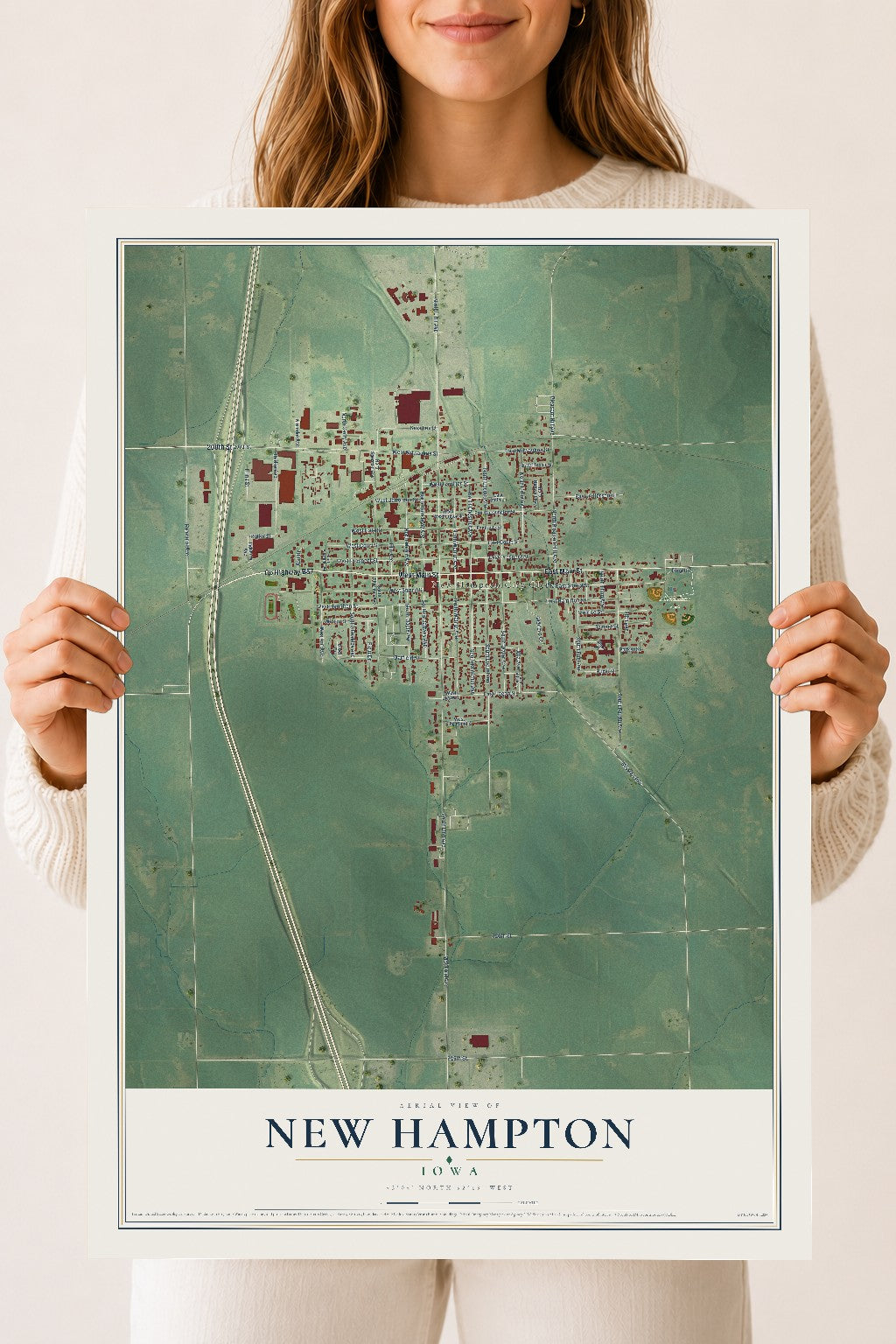 Map of New Hampton, Iowa, 18 x 24 inch unframed archival matte print