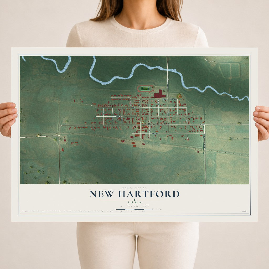 Map of New Hartford, Iowa, 18 x 24 inch unframed archival matte print