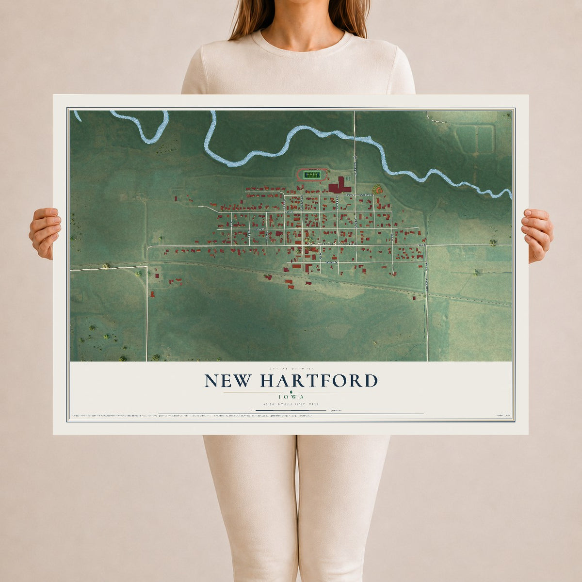 Map of New Hartford, Iowa, 24 x 36 inch unframed archival matte print