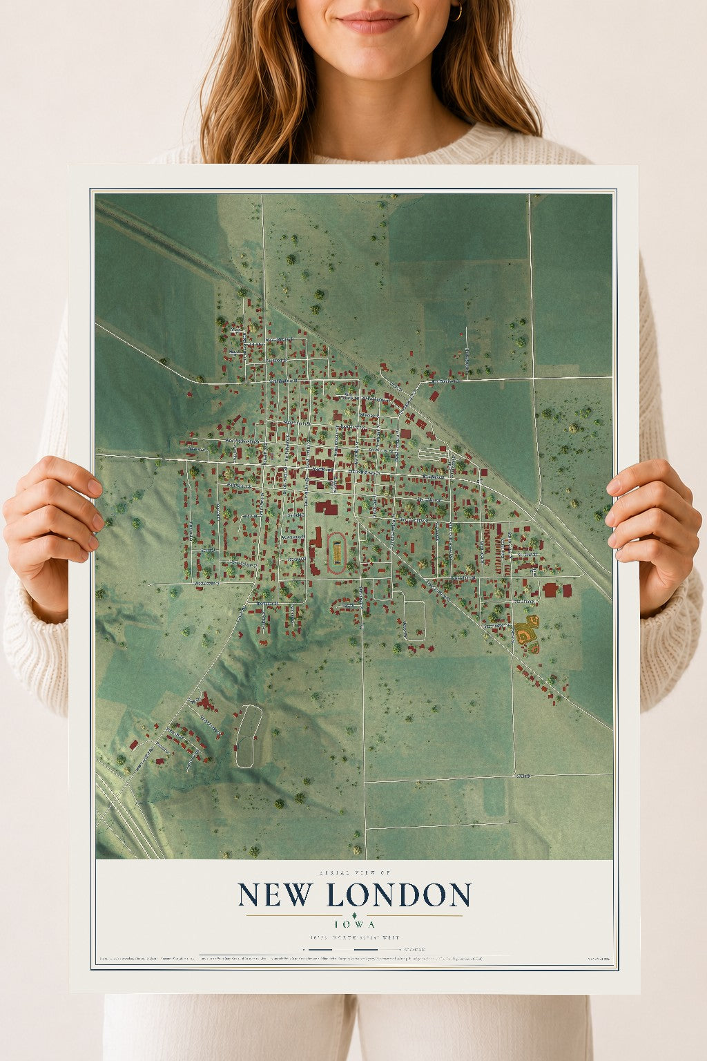 Map of New London, Iowa, 18 x 24 inch unframed archival matte print