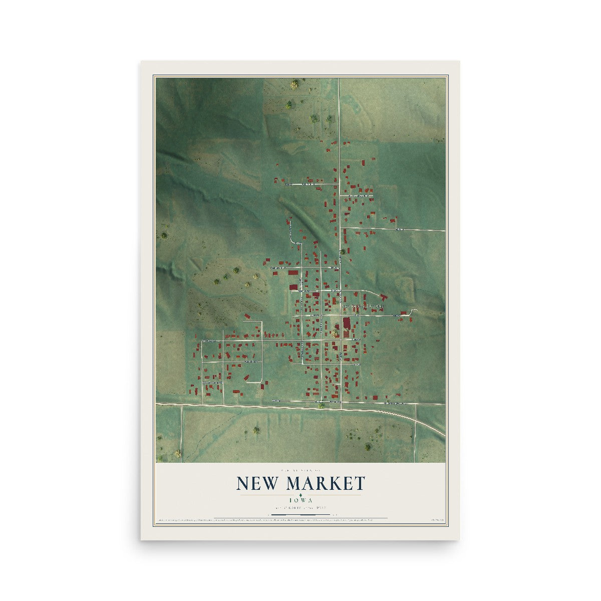 Map of New Market, Iowa, 12 x 18 inch unframed archival matte print