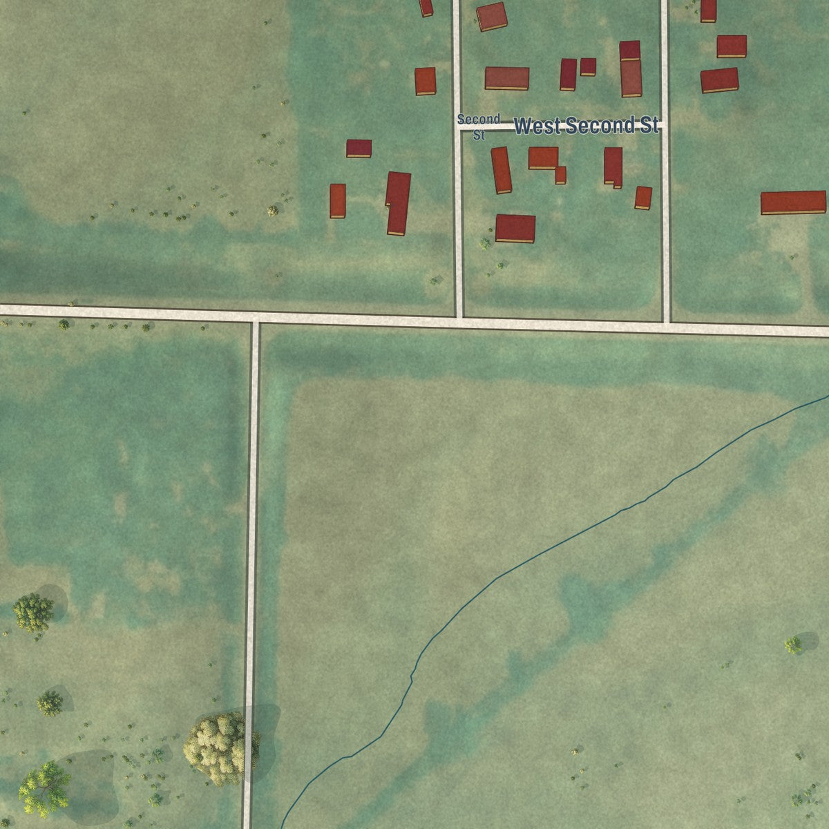 Second close-up of the map of New Market, Iowa print showing more streets and buildings
