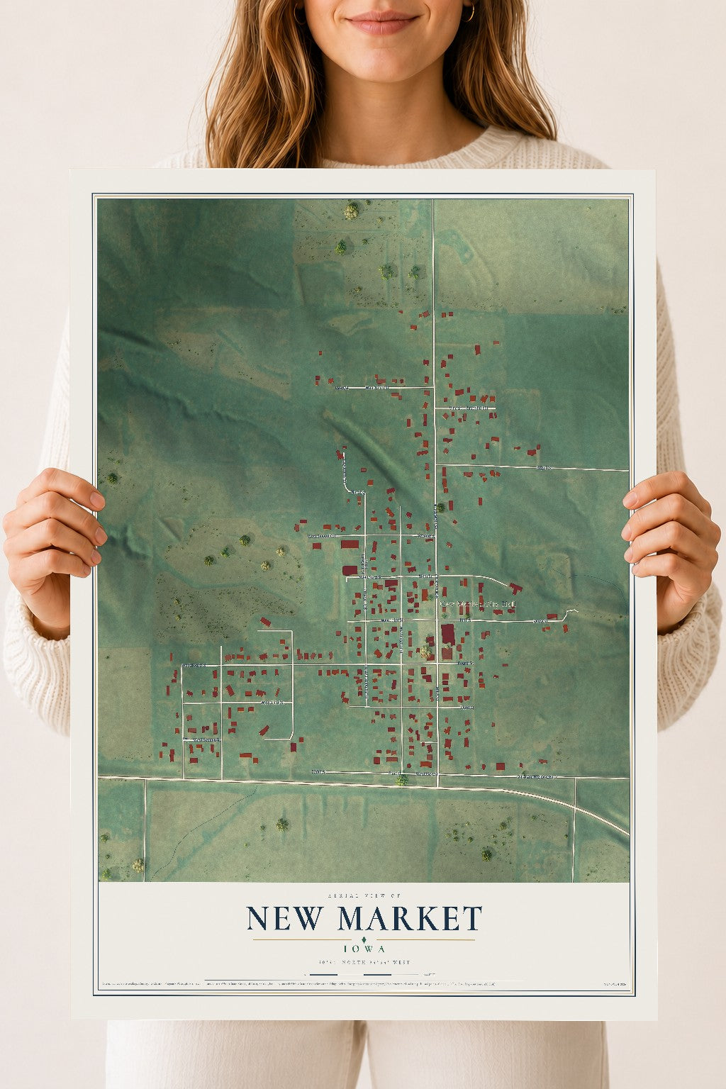 Map of New Market, Iowa, 18 x 24 inch unframed archival matte print