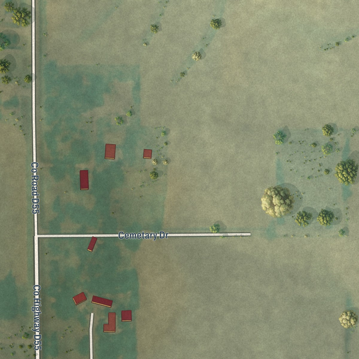 Second close-up of the map of New Providence, Iowa print showing more streets and buildings