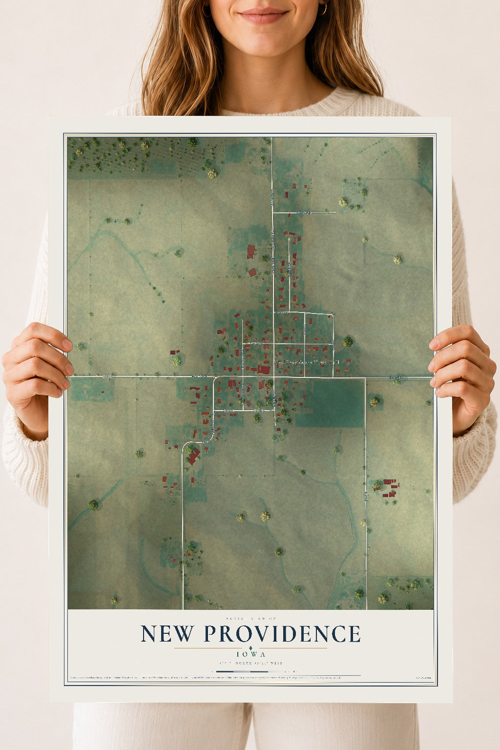 Map of New Providence, Iowa, 18 x 24 inch unframed archival matte print