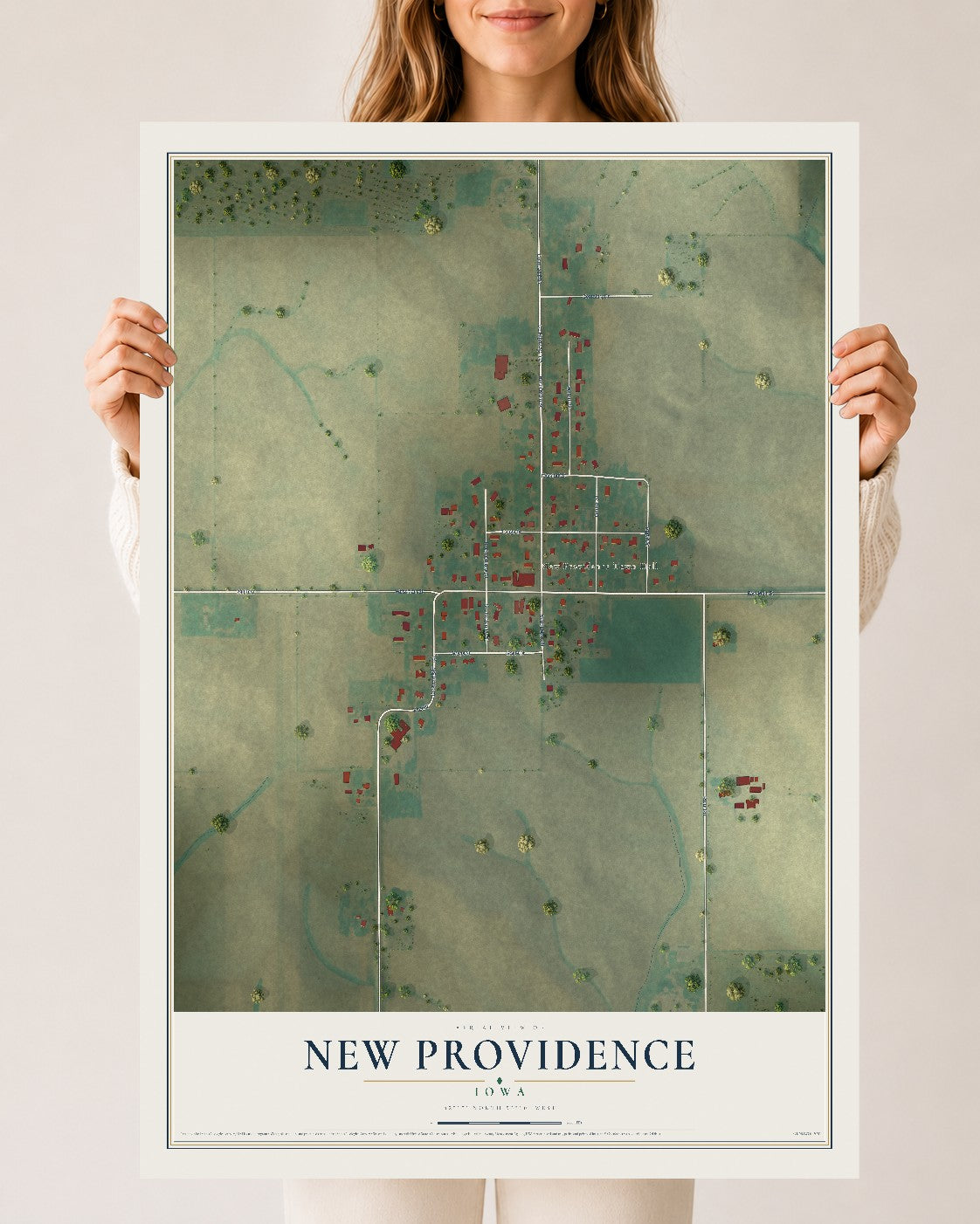 Map of New Providence, Iowa, 24 x 36 inch unframed archival matte print