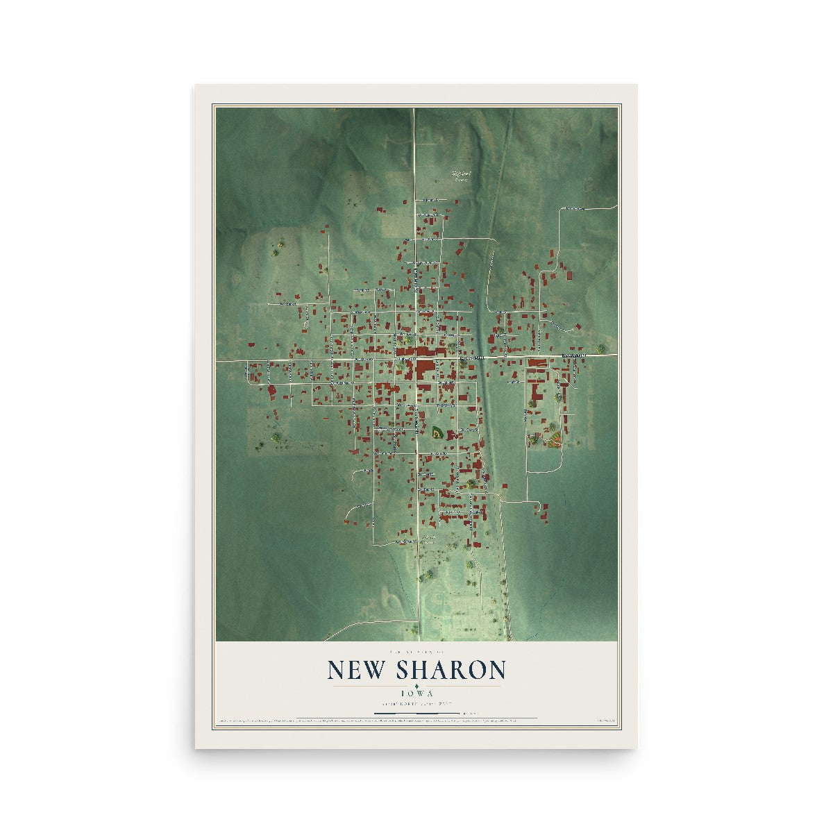 Map of New Sharon, Iowa, 12 x 18 inch unframed archival matte print