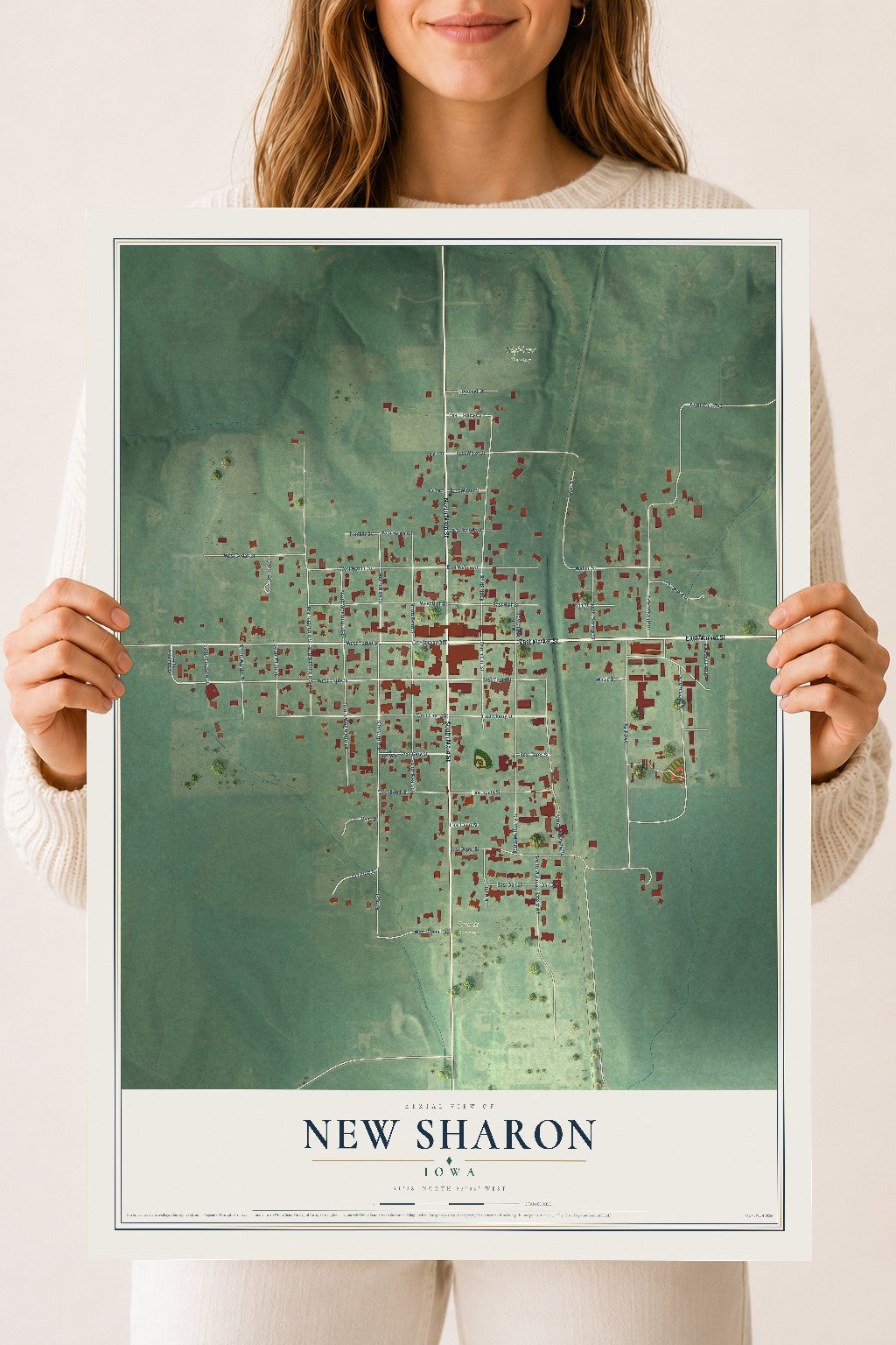 Map of New Sharon, Iowa, 18 x 24 inch unframed archival matte print