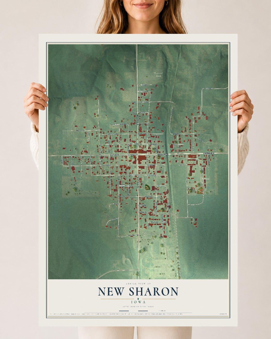 Map of New Sharon, Iowa, 24 x 36 inch unframed archival matte print