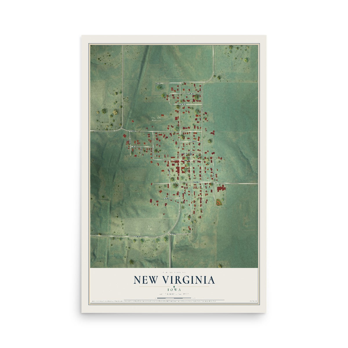 Map of New Virginia, Iowa, 12 x 18 inch unframed archival matte print