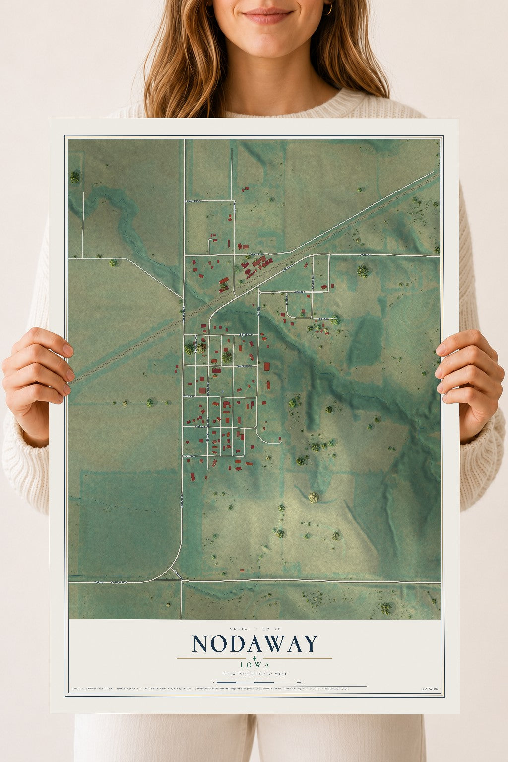 Map of Nodaway, Iowa, 18 x 24 inch unframed archival matte print