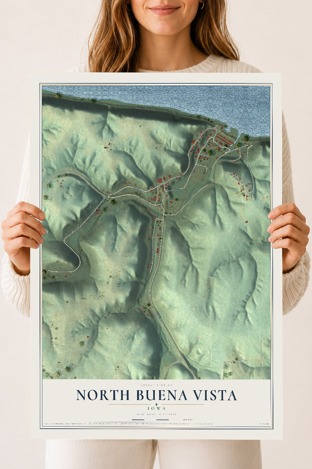 Map of North Buena Vista, Iowa, 18 x 24 inch unframed archival matte print