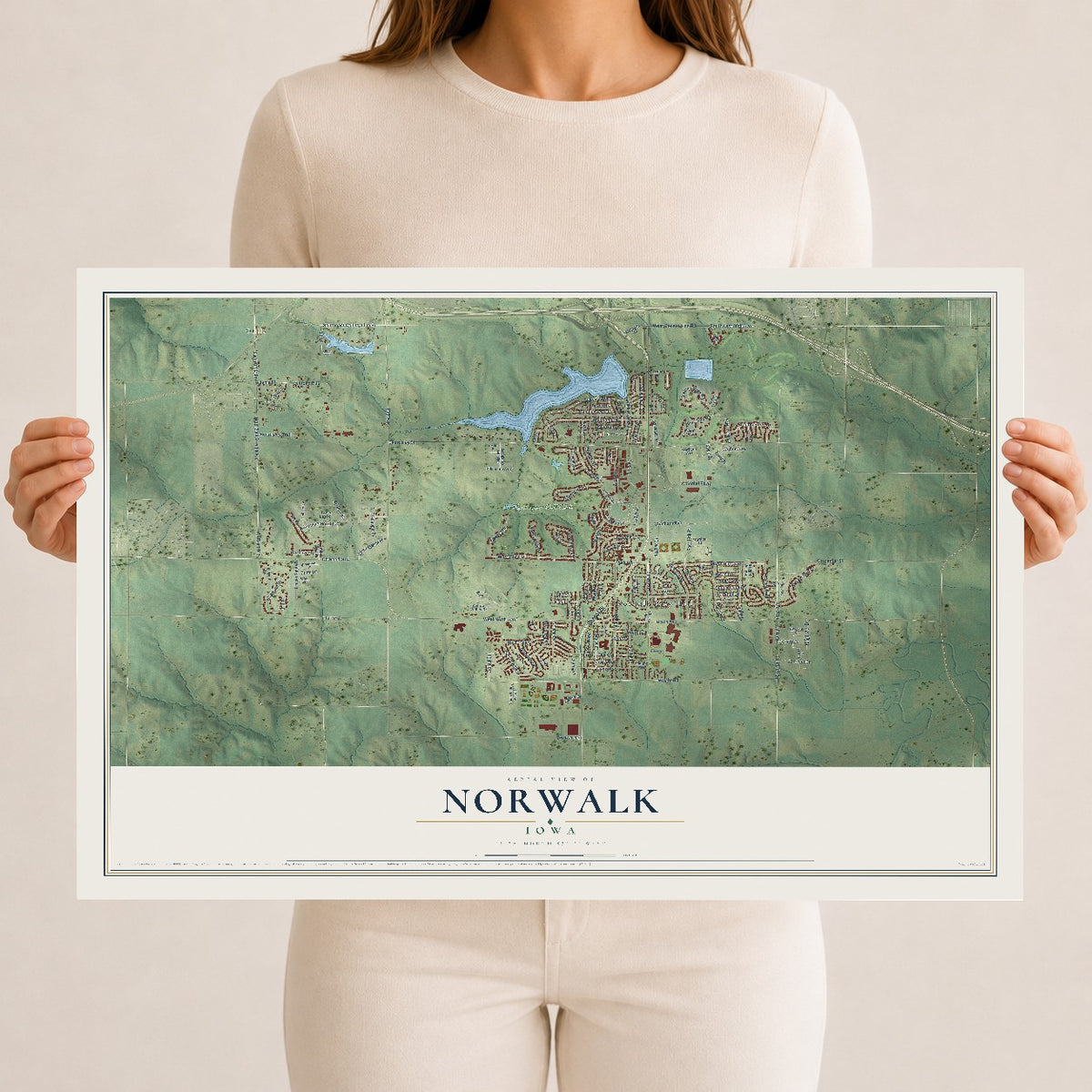 Map of Norwalk, Iowa, 12 x 18 inch unframed archival matte print