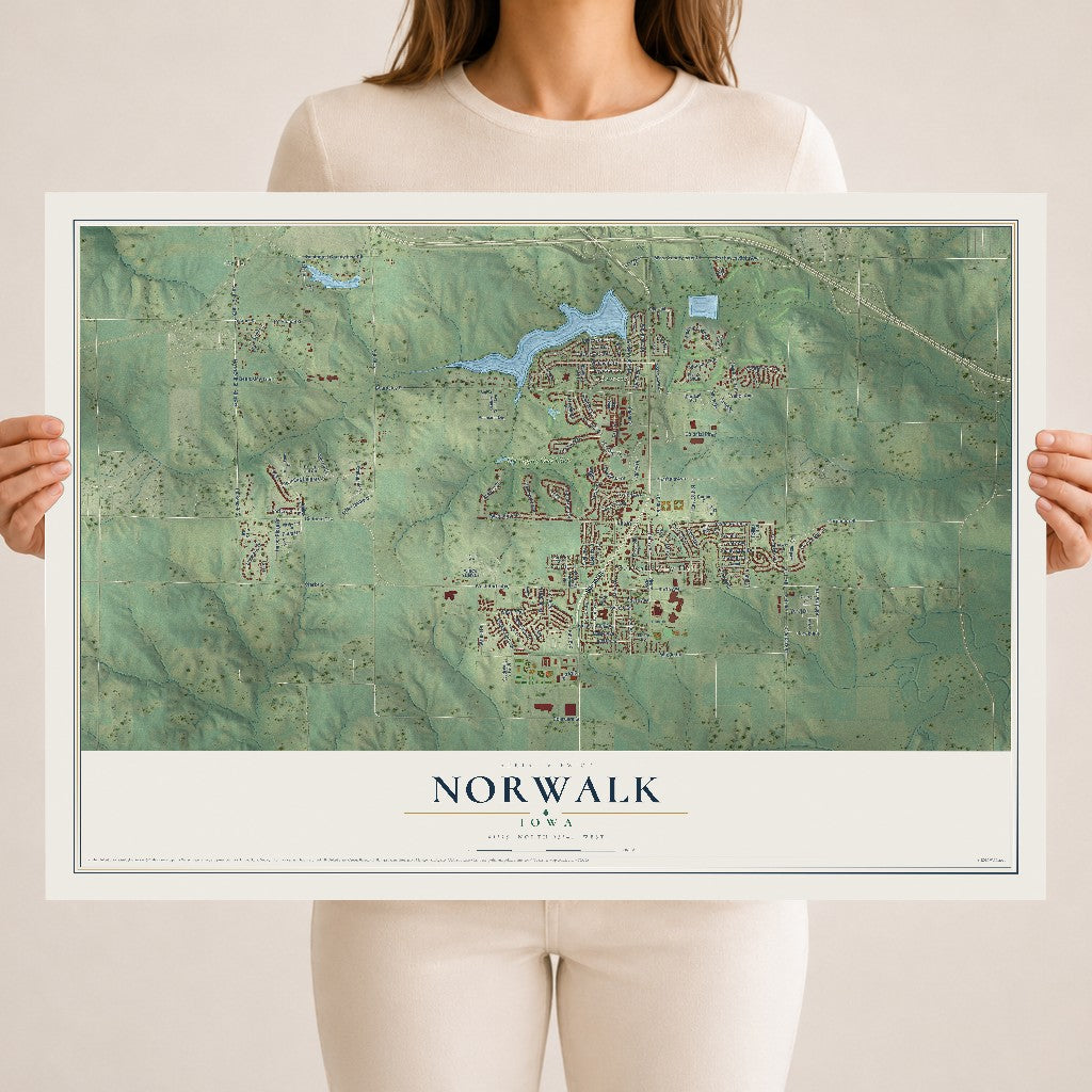 Map of Norwalk, Iowa, 18 x 24 inch unframed archival matte print