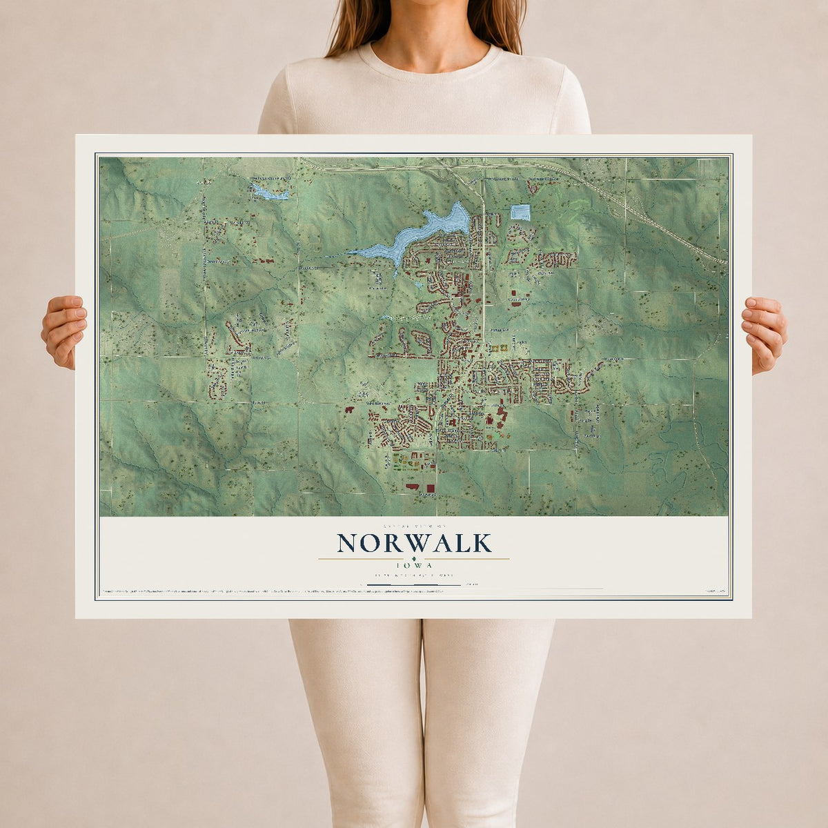 Map of Norwalk, Iowa, 24 x 36 inch unframed archival matte print