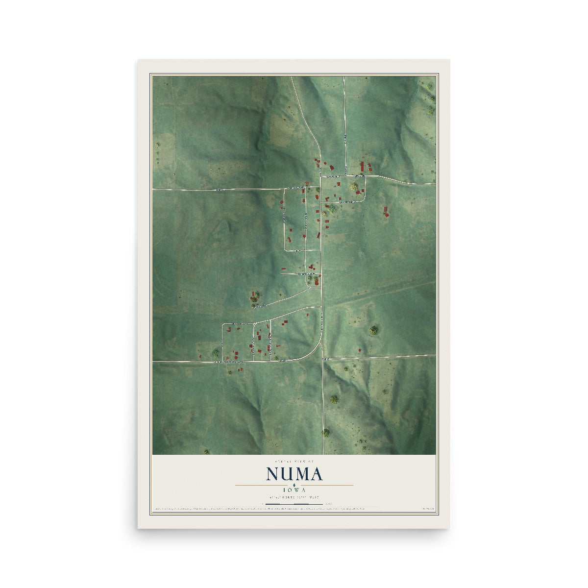 Map of Numa, Iowa, 12 x 18 inch unframed archival matte print