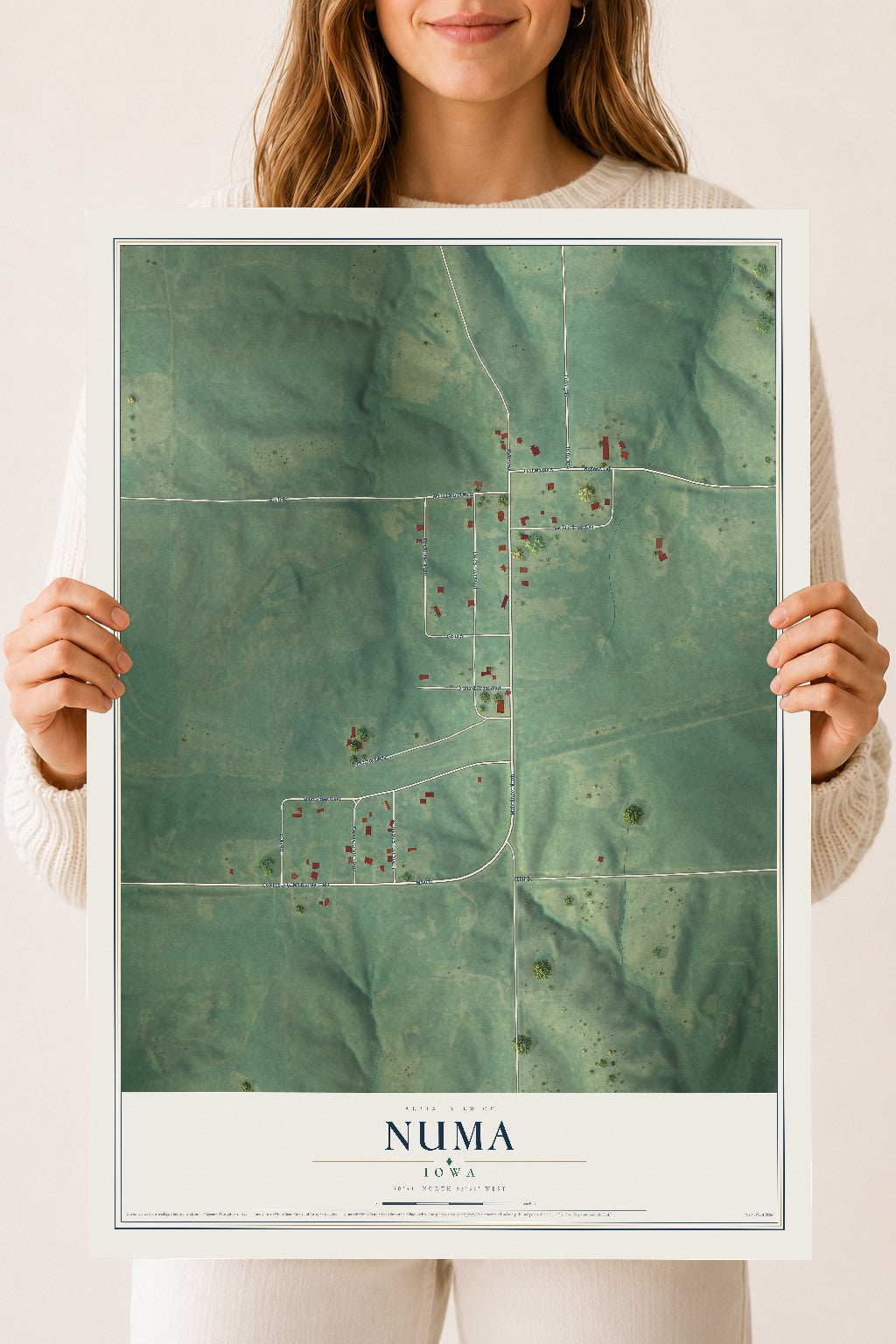 Map of Numa, Iowa, 18 x 24 inch unframed archival matte print