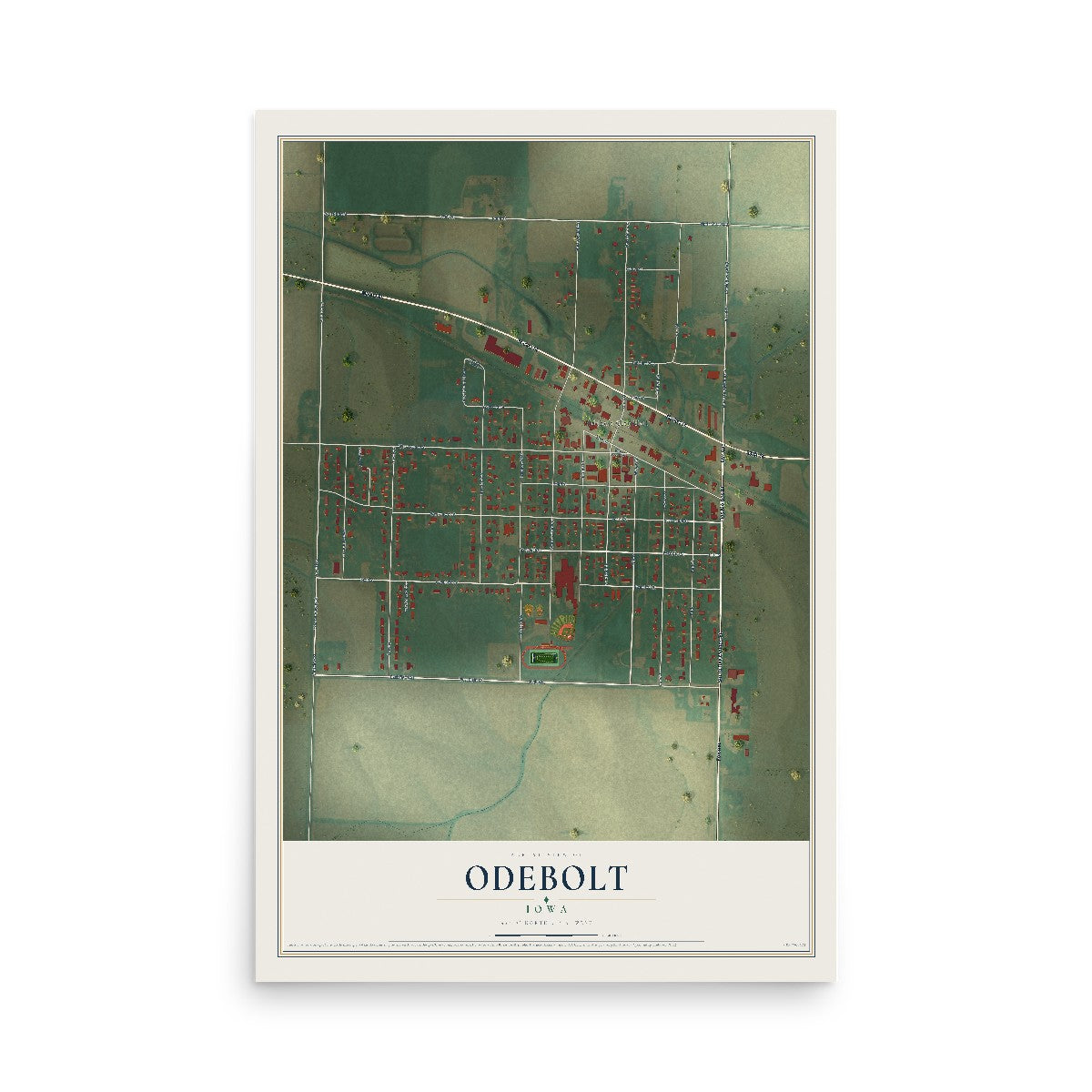 Map of Odebolt, Iowa, 12 x 18 inch unframed archival matte print