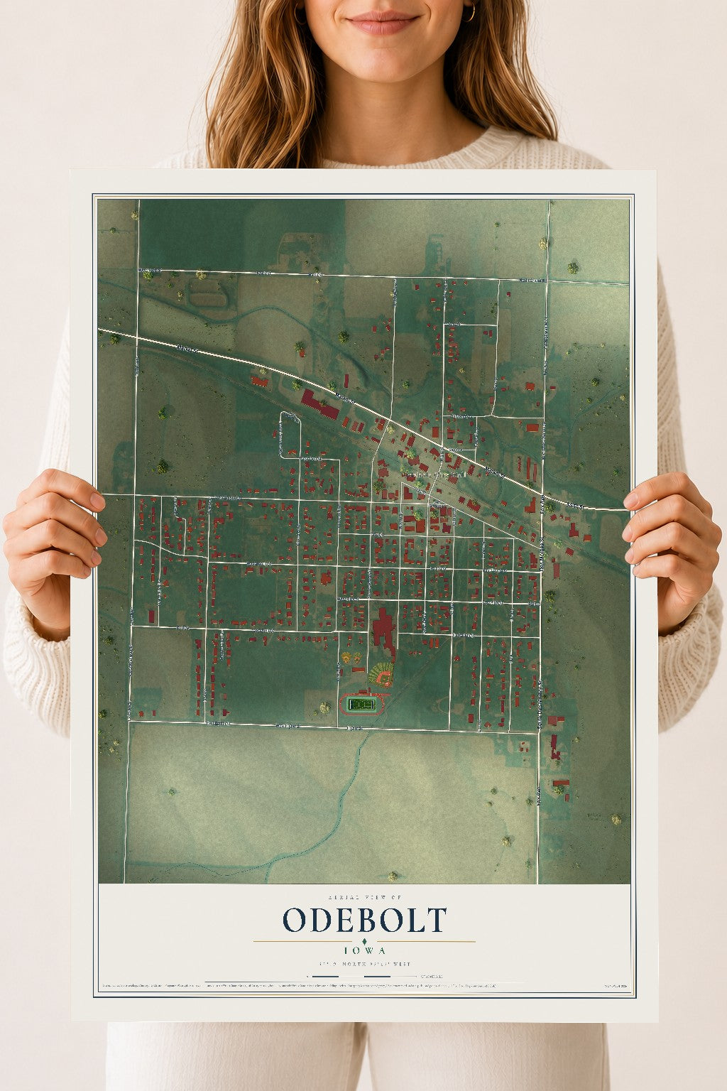 Map of Odebolt, Iowa, 18 x 24 inch unframed archival matte print