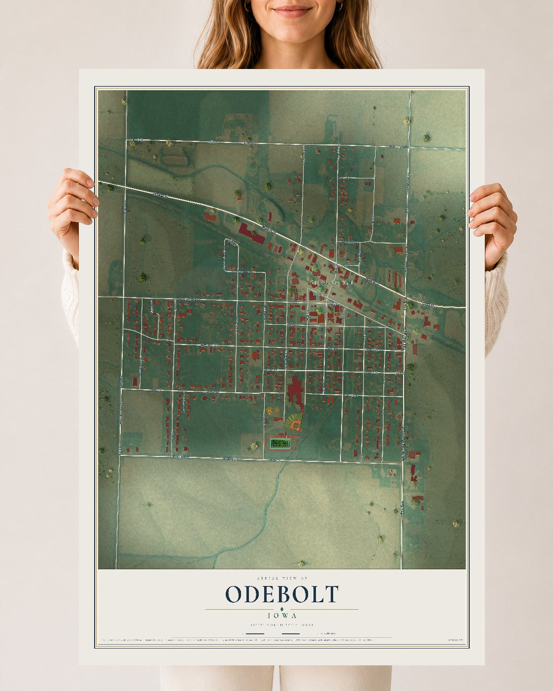 Map of Odebolt, Iowa, 24 x 36 inch unframed archival matte print