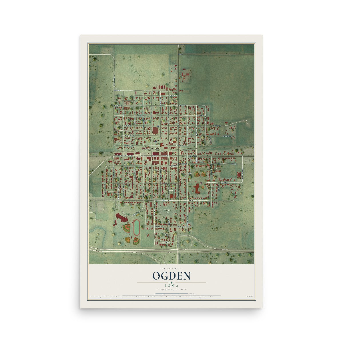 Map of Ogden, Iowa, 12 x 18 inch unframed archival matte print