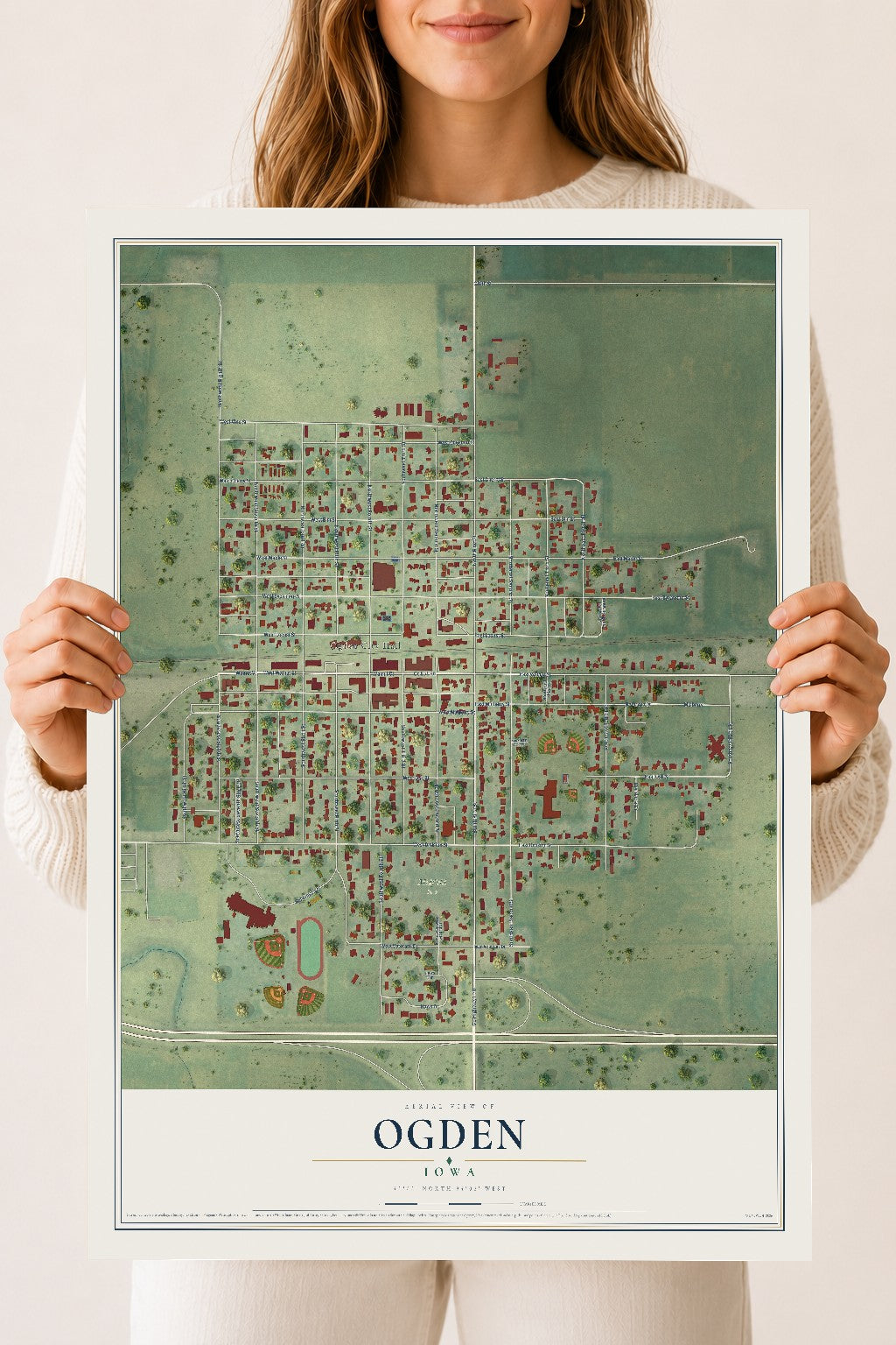 Map of Ogden, Iowa, 18 x 24 inch unframed archival matte print