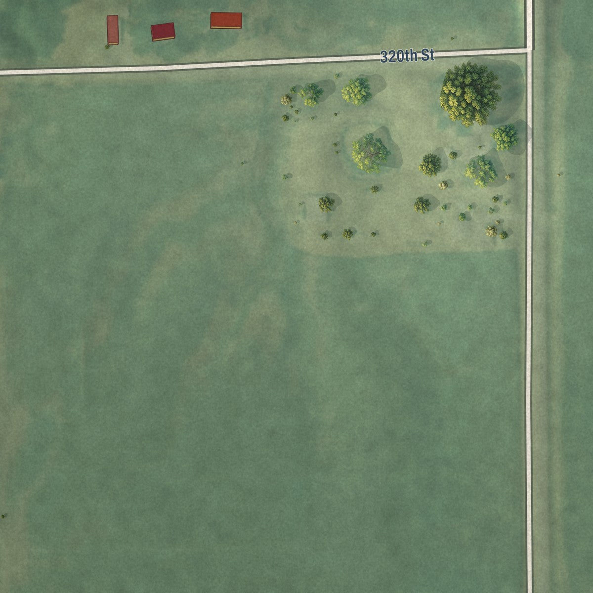 Second close-up of the map of Ollie, Iowa print showing more streets and buildings
