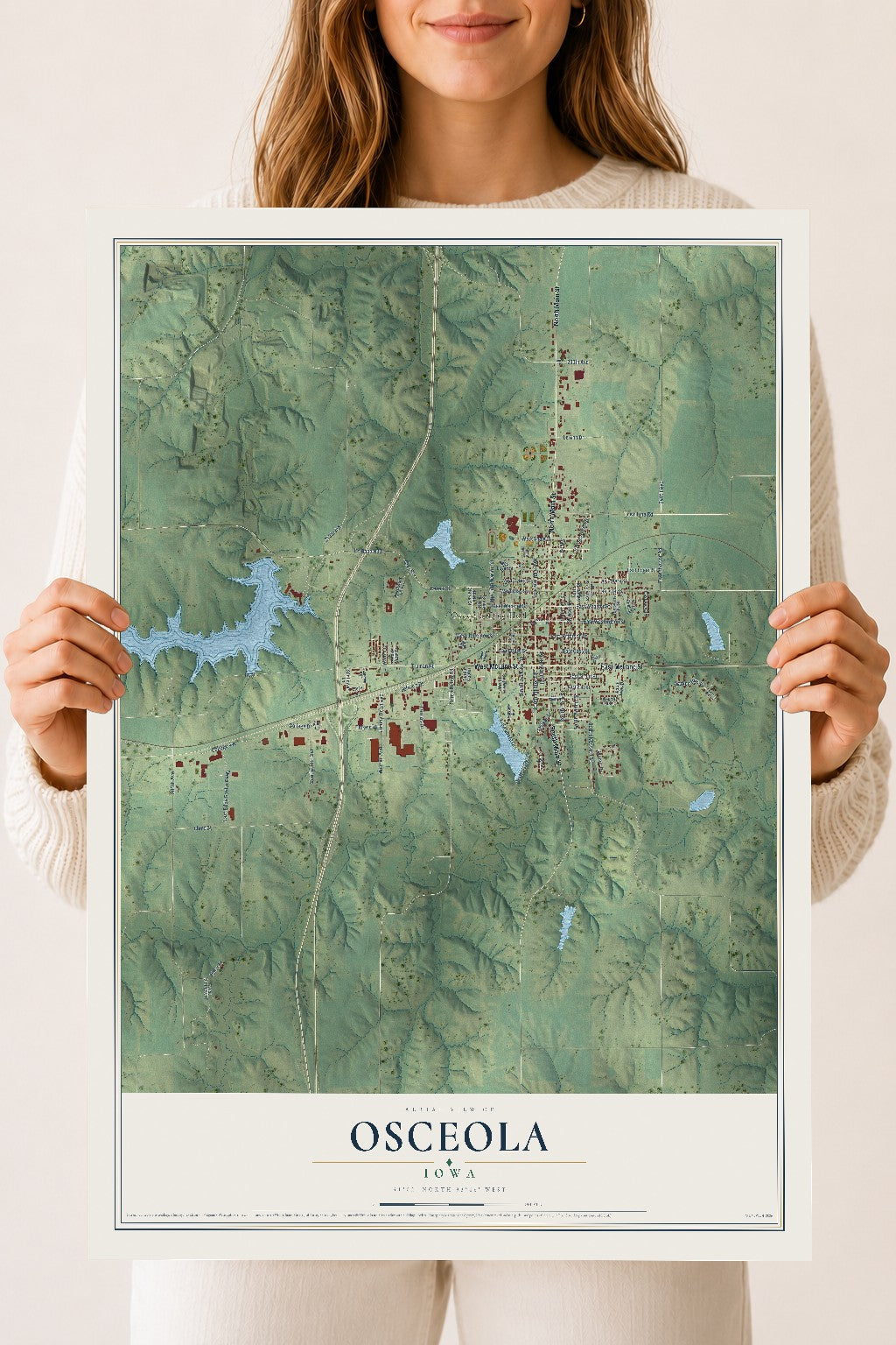 Map of Osceola, Iowa, 18 x 24 inch unframed archival matte print