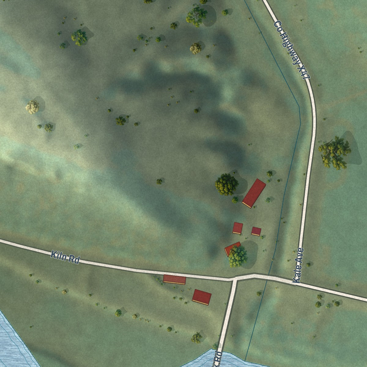 Second close-up of the map of Osterdock, Iowa print showing more streets and buildings