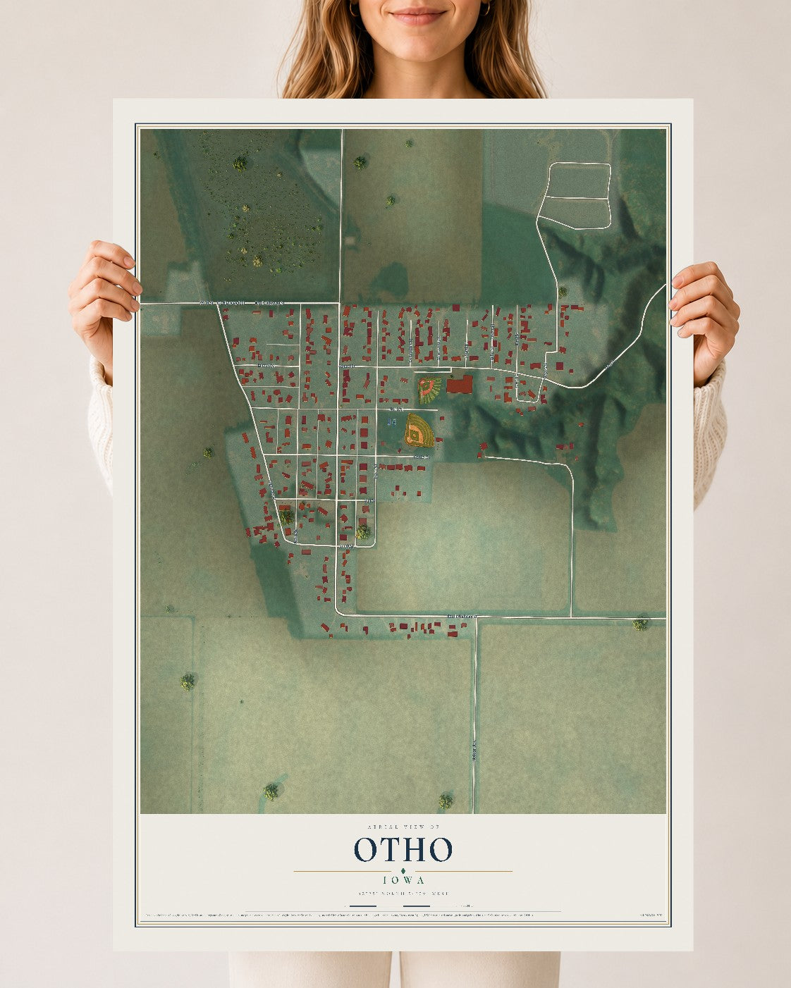 Map of Otho, Iowa, 24 x 36 inch unframed archival matte print