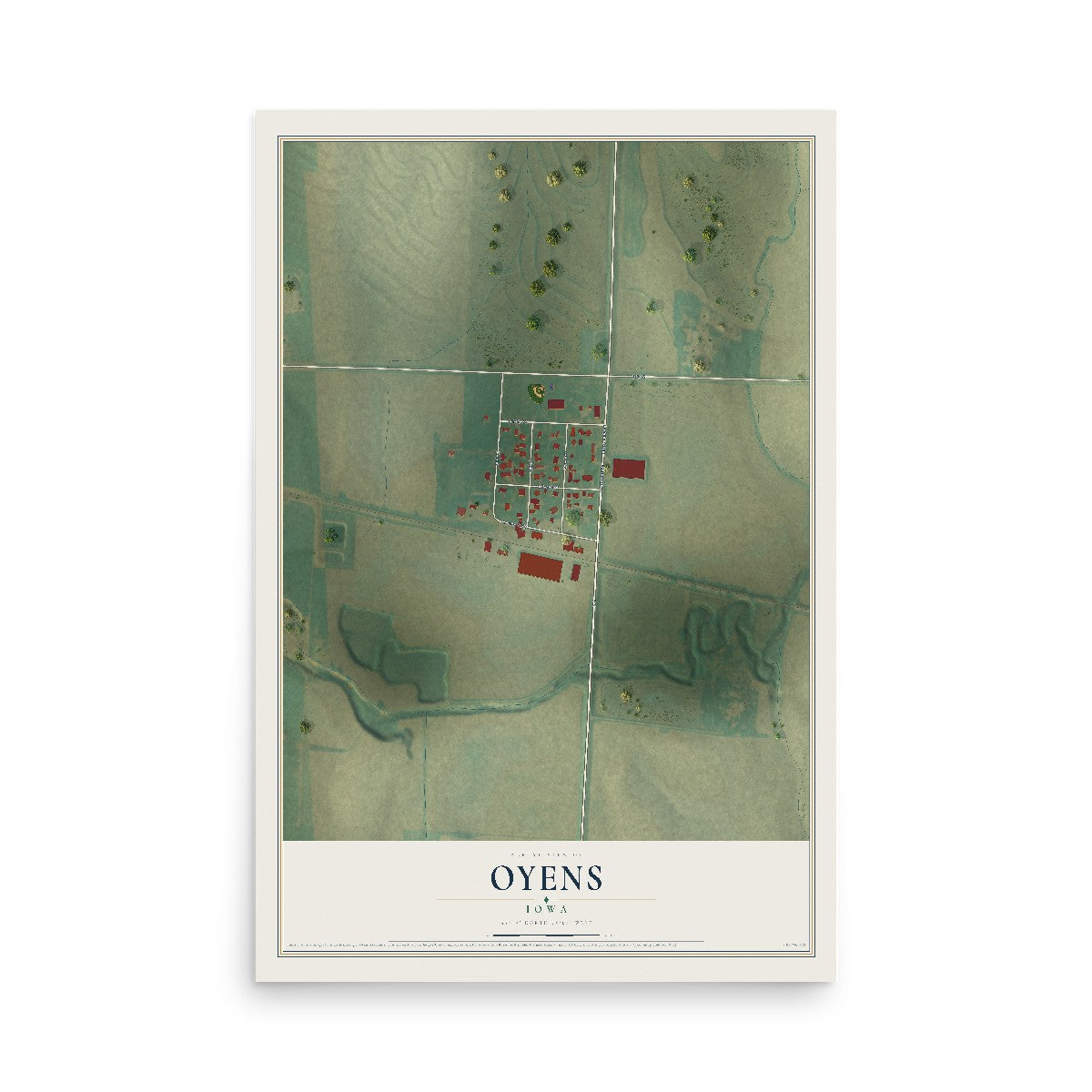 Map of Oyens, Iowa, 12 x 18 inch unframed archival matte print