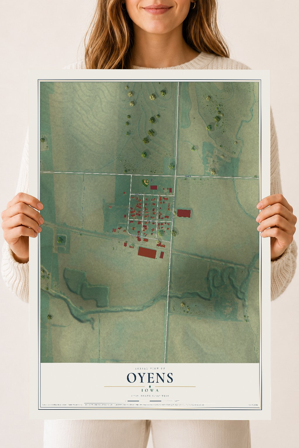 Map of Oyens, Iowa, 18 x 24 inch unframed archival matte print