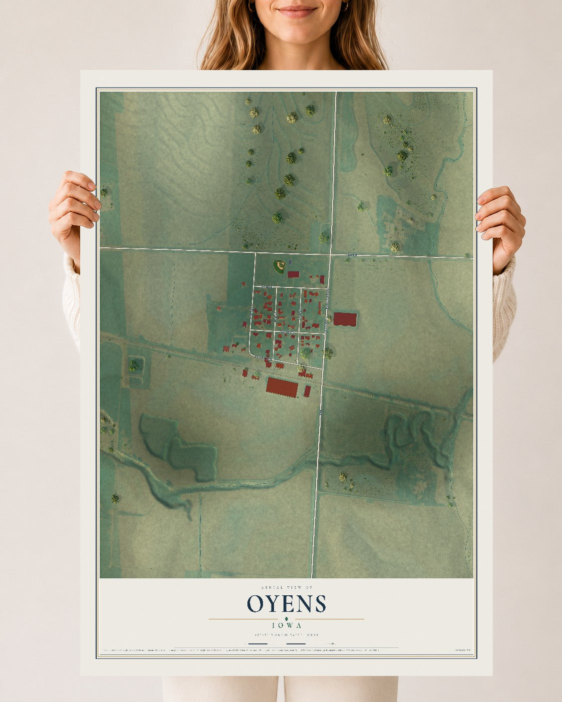 Map of Oyens, Iowa, 24 x 36 inch unframed archival matte print