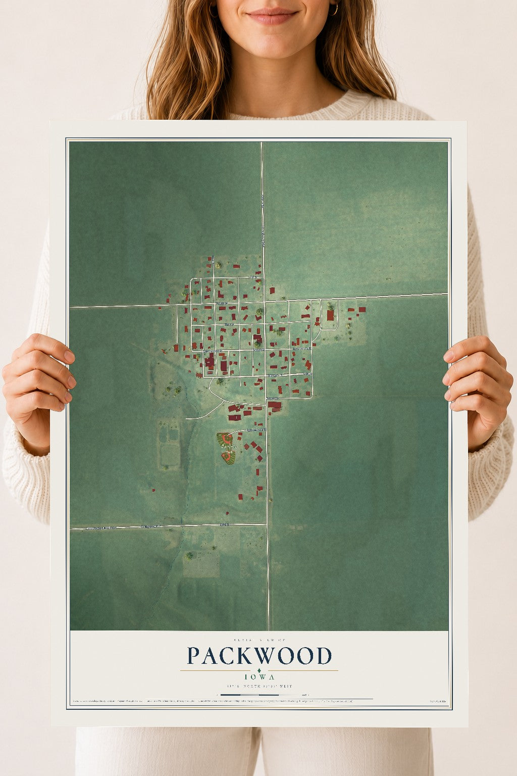 Map of Packwood, Iowa, 18 x 24 inch unframed archival matte print
