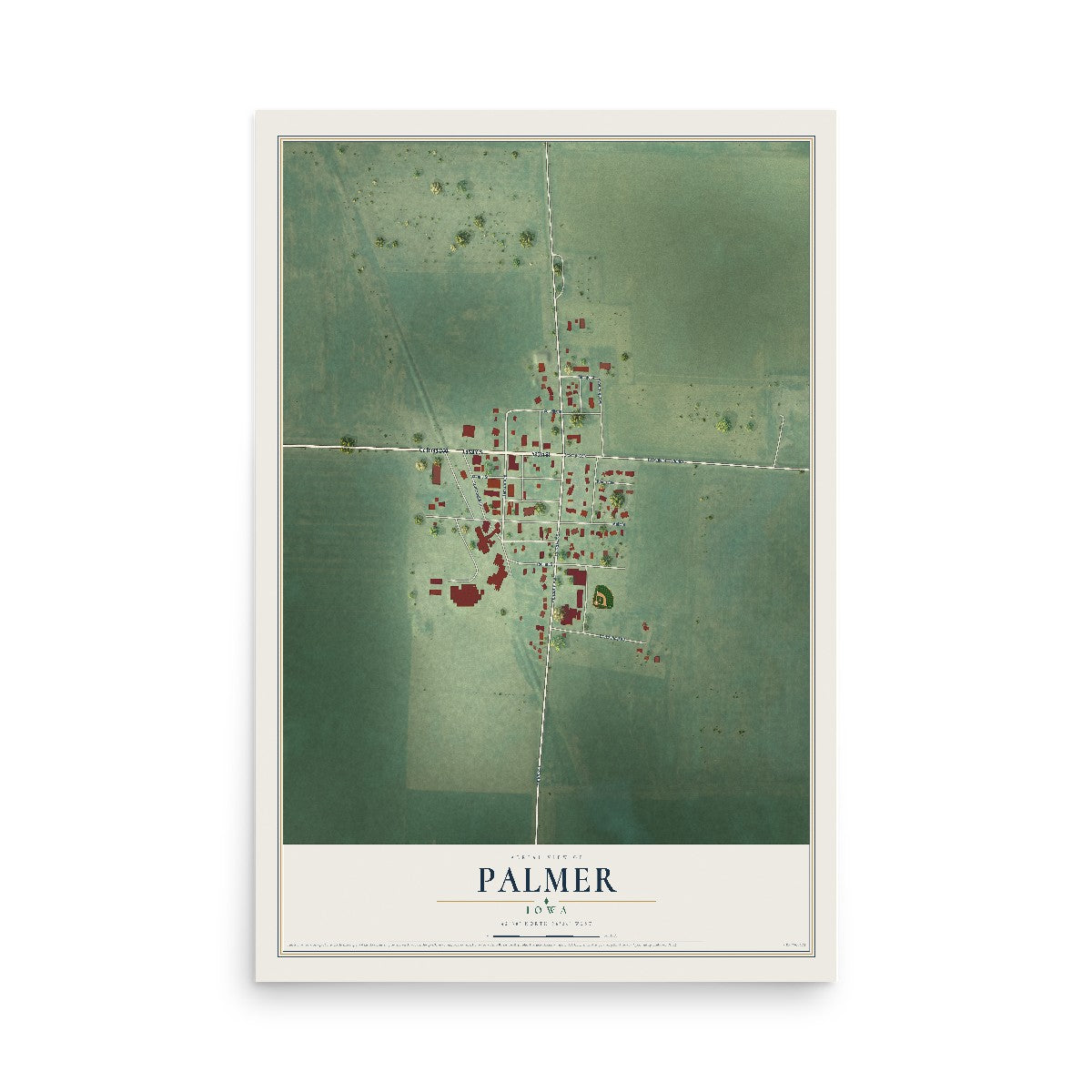 Map of Palmer, Iowa, 12 x 18 inch unframed archival matte print